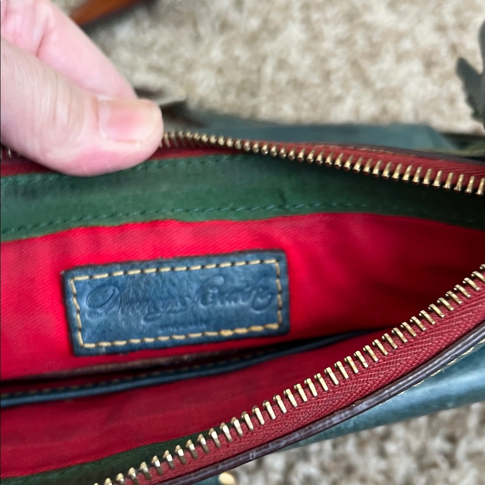 Dooney and Bourke Florentine Leather Crossbody Bag in Teal with Contrast Strap - Picture 7 of 12